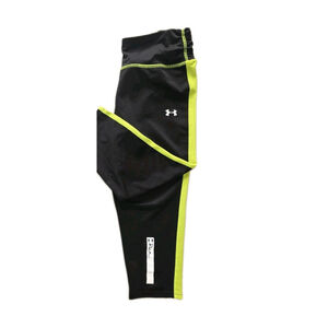 Under Armour RUN Capri Leggings XS Black Neon Green Running